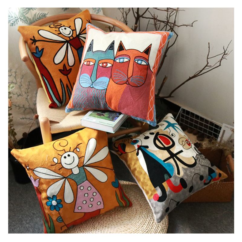 Personality fashion Picasso style embroidery pillow cushion cover manufacturer direct office chair back