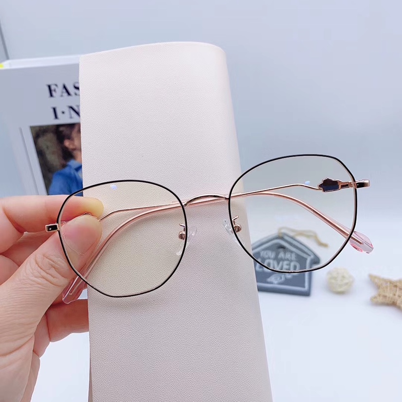 Round frame glasses anti-blue light glasses large frame flat mirror