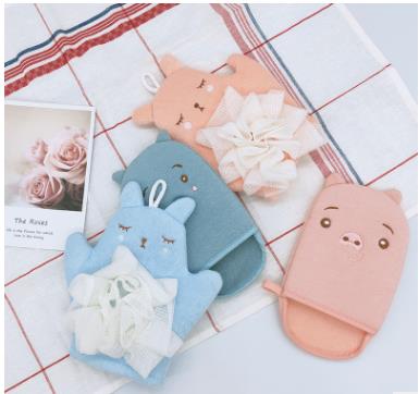 Cartoon Bath Flower Bath Gloves Detail Presentation