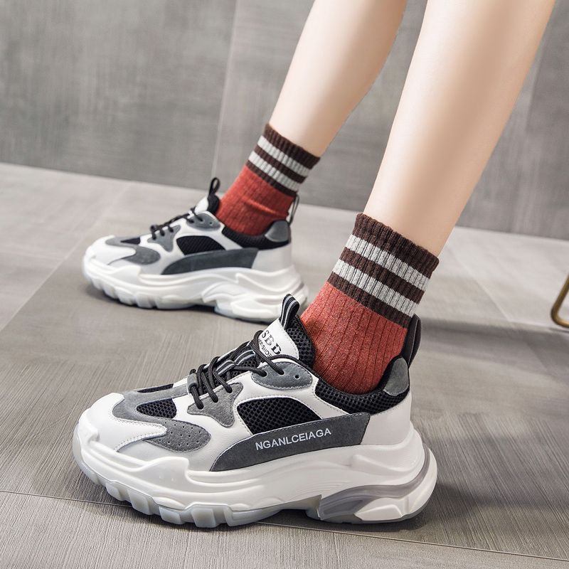 2022 Daddy Shoes Female Summer 2020 Spring New Thick Sole Inside Increase Women's Shoes Mesh Surface Permeability Network Red Casual Shoes Network Red Casual