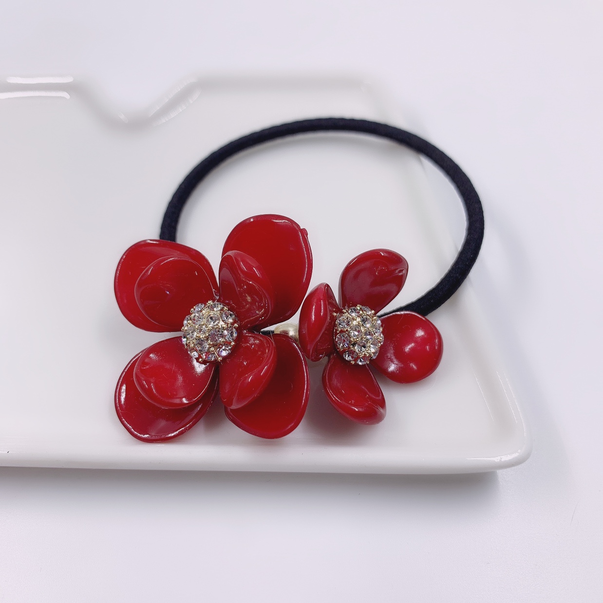 Rhinestone Rose Head Rope Hair Circle Female Korean Net Red Ponytail Leather Band Tie Hair Jewelry Simple With Diamond Tie Hair Rope Application Scenario