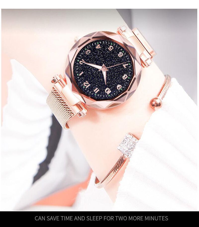 Tik yin boom gypsum digital star sky watch brillo imán hebilla reloj de cuarzo cristal de mujer relojes al por mayor detail image 4