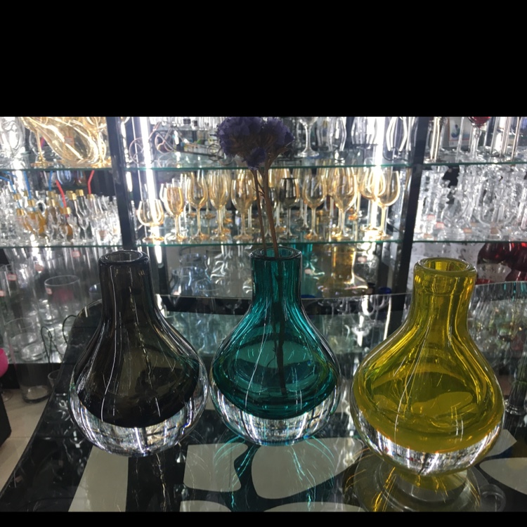 Biot modern simple atmospheric green. Grey beige glass itself never fades glass vase living room bedroom thumbnail