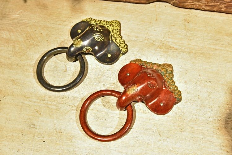 手工象头铜门环B款产品图