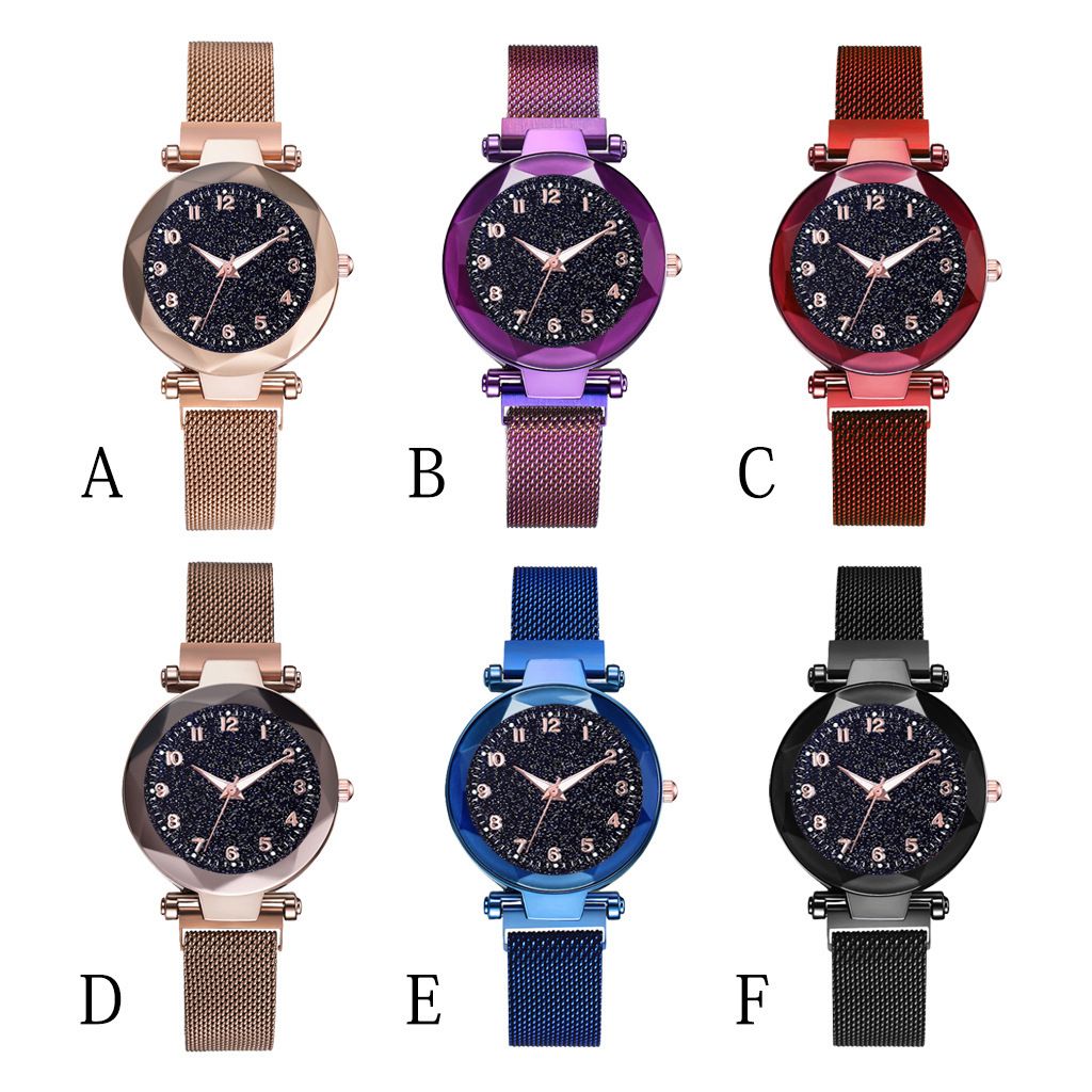 Tik yin boom gypsum digital star sky watch brillo imán hebilla reloj de cuarzo cristal de mujer relojes al por mayor detail image 9
