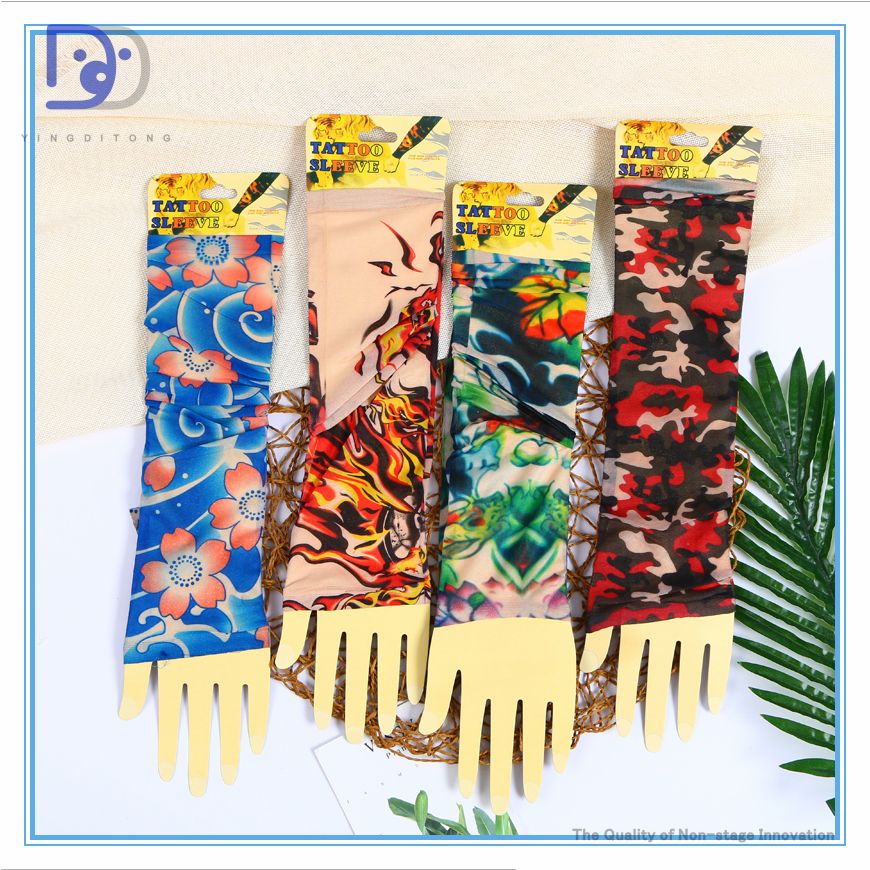 义乌好货 纹身袖套冰爽无缝夏季冰丝防晒花纹臂套开车骑行护臂详情图12