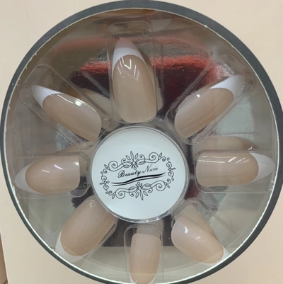 Pointed Beige French Nail Art Can Be Removed And Worn Repeatedly