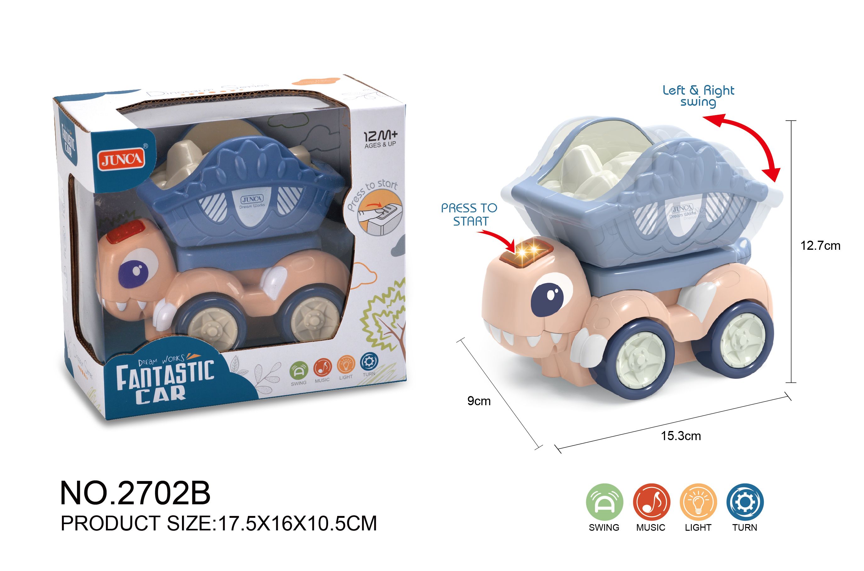 Electric dinosaur dirt cart with lights, music, lotus root starch and window box full figure