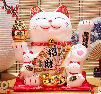 Nantai lucky Cat decoration 28cm silver