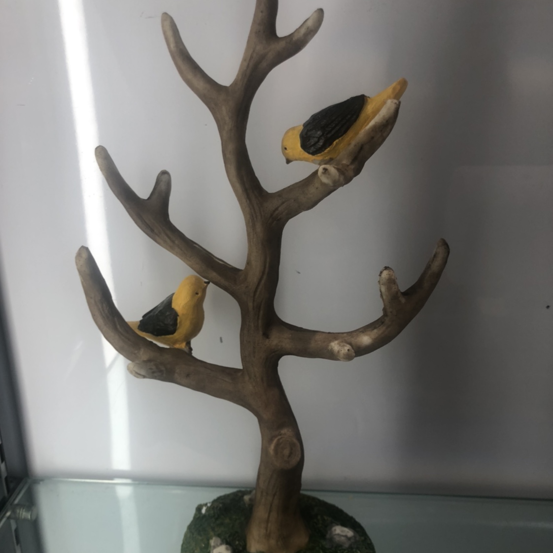 Resin bird tree copper color