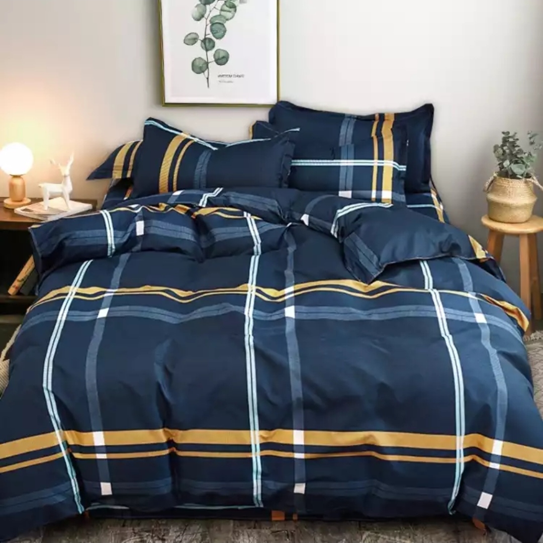 Free From Cotton 4-Piece Set Cotton Double Bed Sheet Set Pillowcase Cherry Blossom D Purple