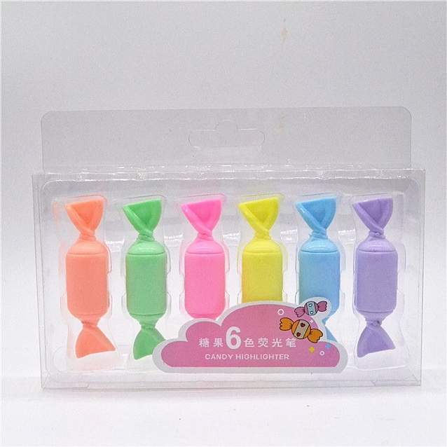 Korean version of creative cartoon mini candy shape highlighter 6 color macaron color graffiti marker pen thumbnail