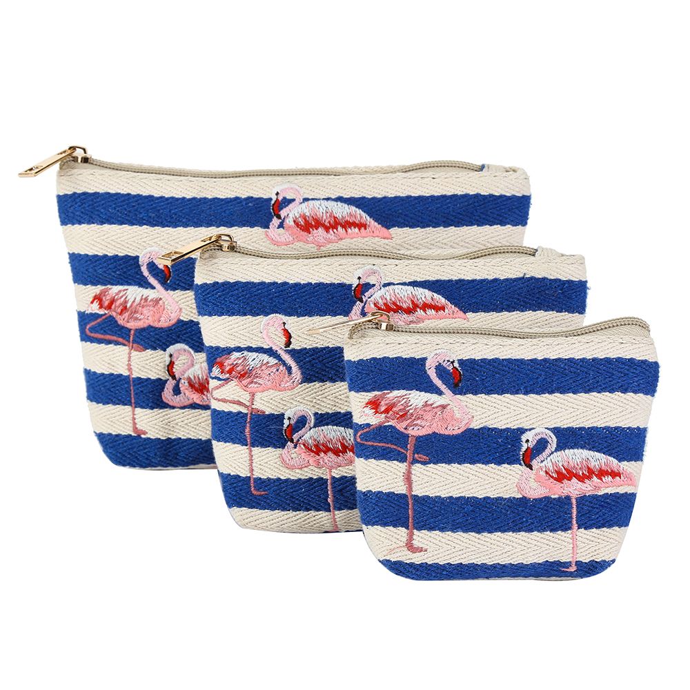 2020新款帆布刺绣火烈鸟4件套化妆包详情图6