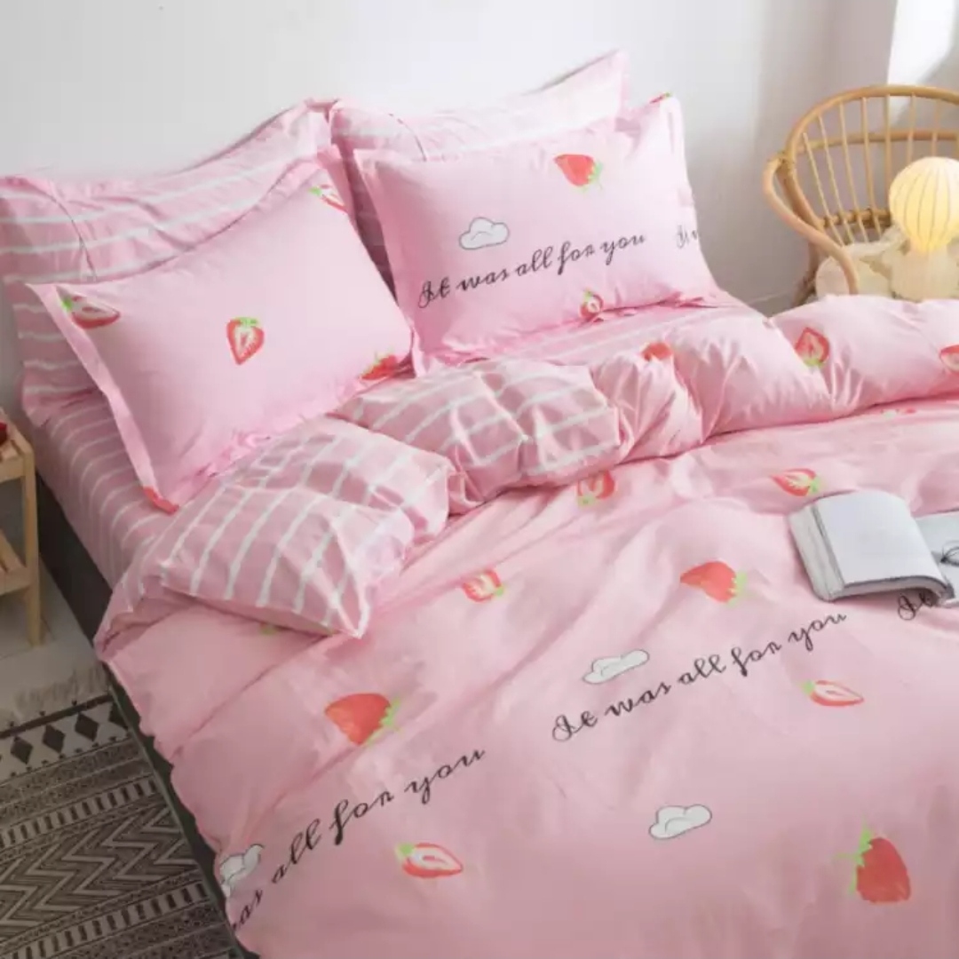 2021 New Factory Direct Sales Burst Free Cotton Four-Piece Set Pure Cotton Double Bed Sheet Set Pillowcase In Full Bloom D Red