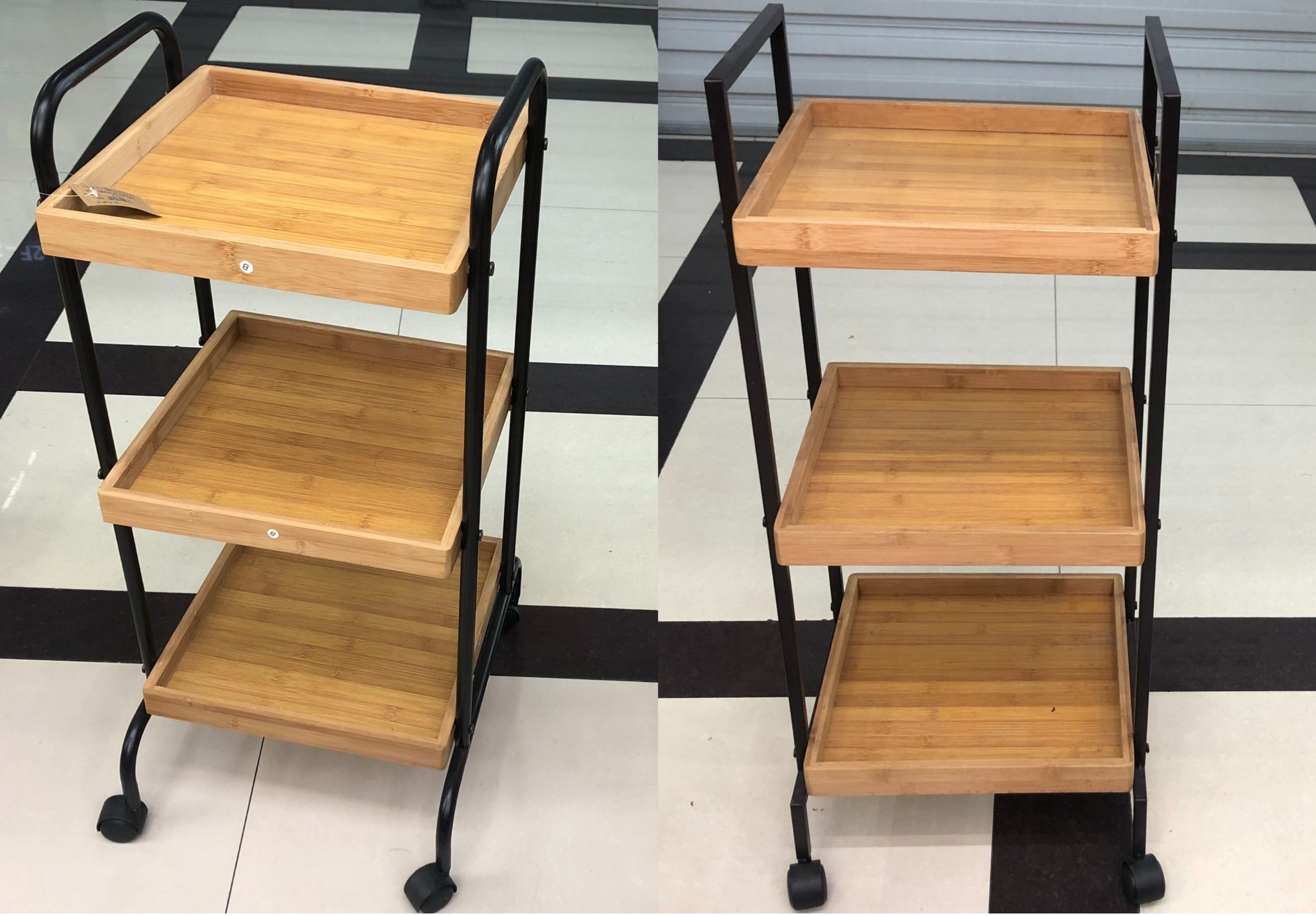 Bamboo dining car tea car shelf cart pulley shelf storage thumbnail
