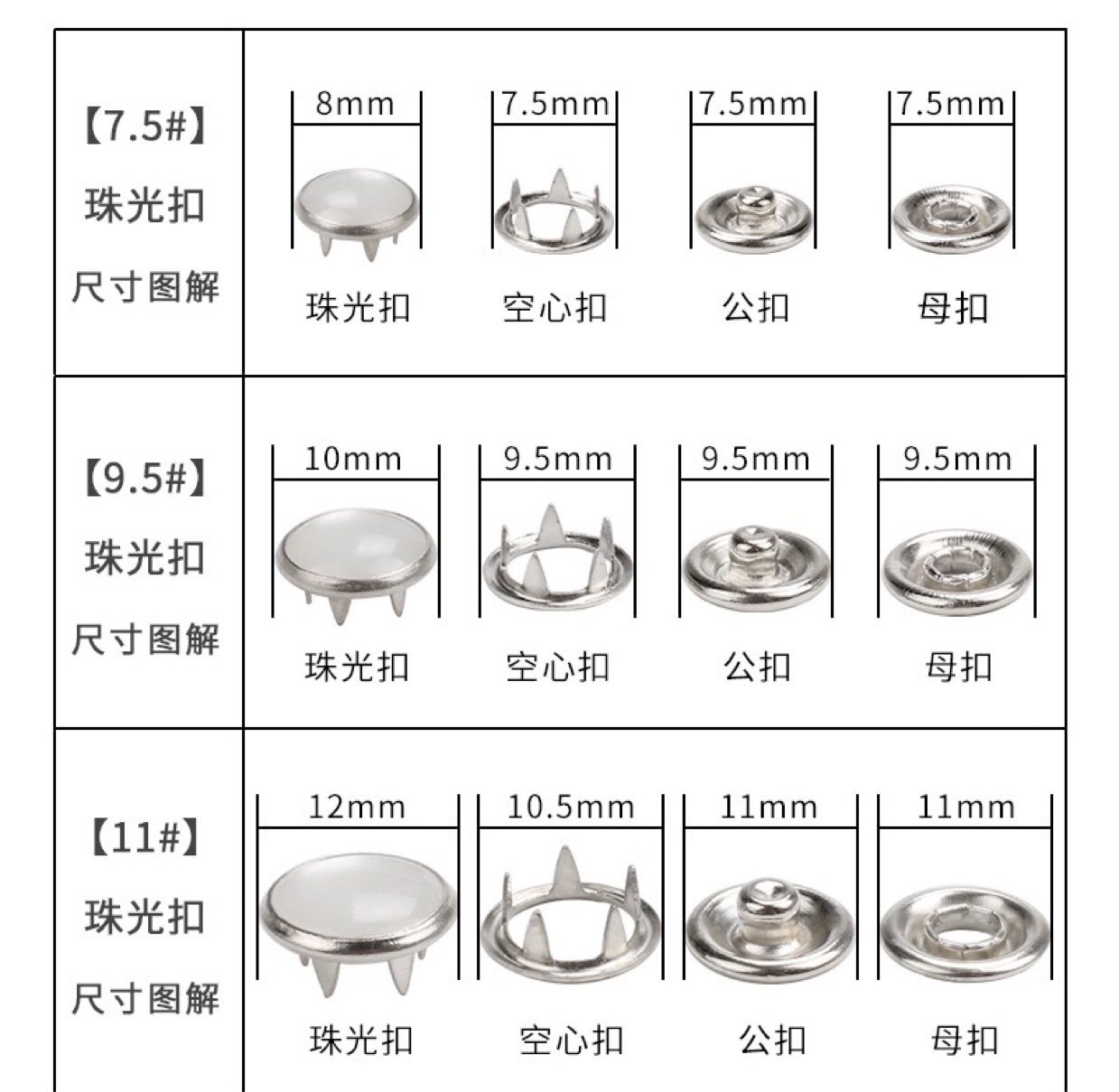 diy metal concealed buttons for a new 9.5/11mm hollow pure copper pearlescent five-claw button one-piece baby dress Specification image