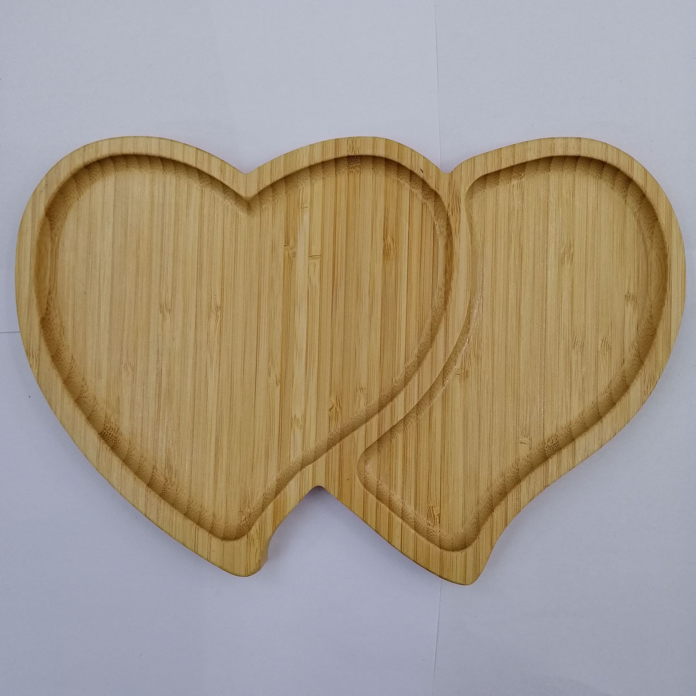 Bamboo tray double heart tray saucer fruit tray Dry fruit tray Nordic household kitchen tray thumbnail