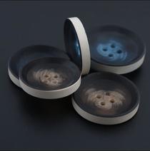 Top grade resin white edge coat trench coat suit Korean version of round resin buttons for men and women