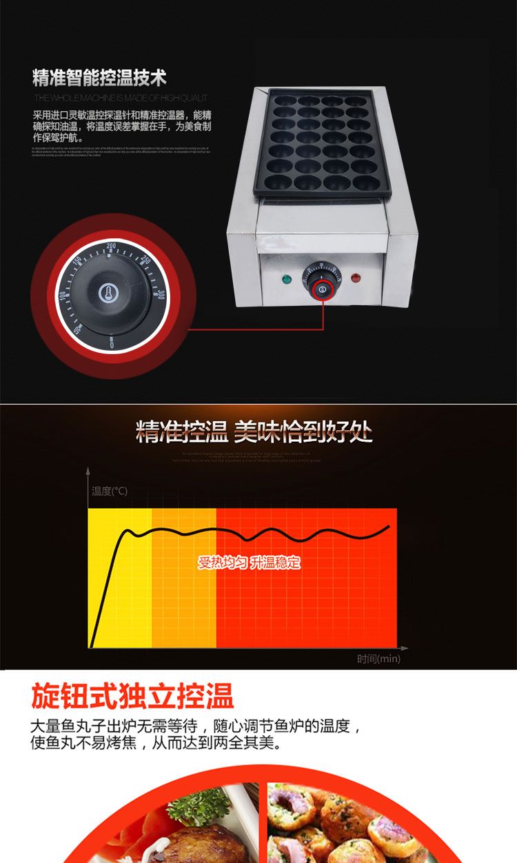 Two-plate gas fish ball machine, commercial fish ball machine, takoyaki machine, shrimp egg pulling equipment pic 4