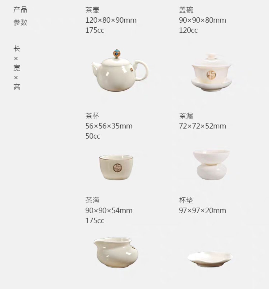 义乌好货 茶具套装13头羊脂玉瓷详情图3
