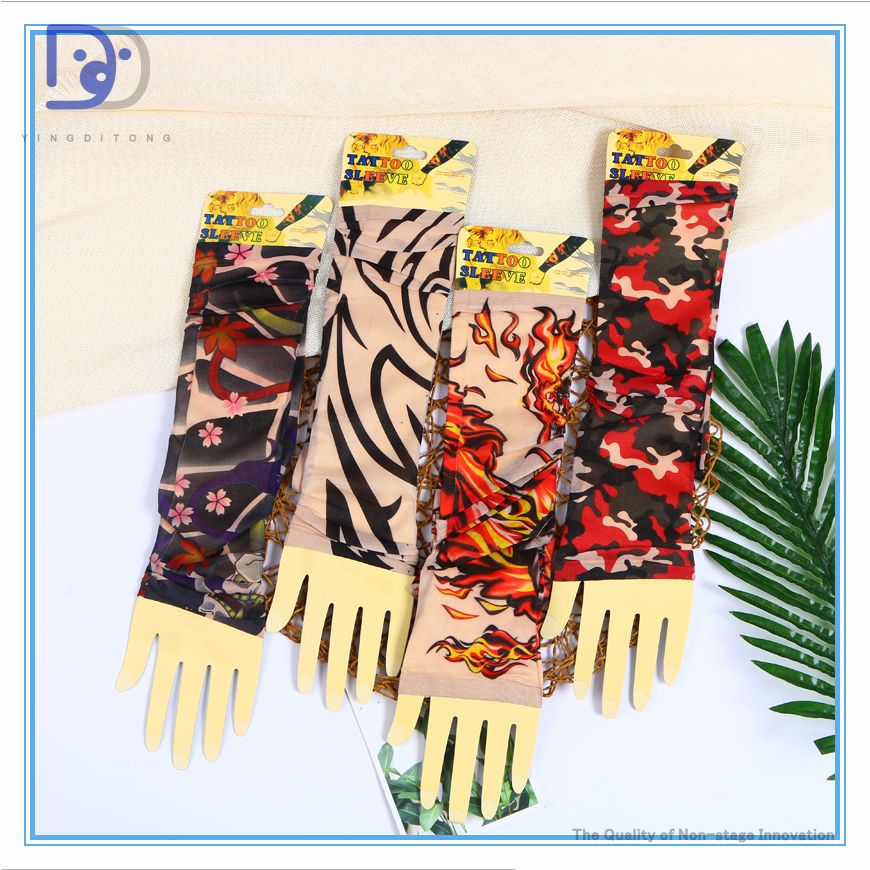 义乌好货 纹身袖套冰爽无缝夏季冰丝防晒花纹臂套开车骑行护臂详情图13