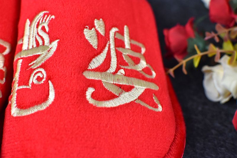Zapatillas de algodón de boda marido y mujer con correa y arrastre de algodón detail image 4