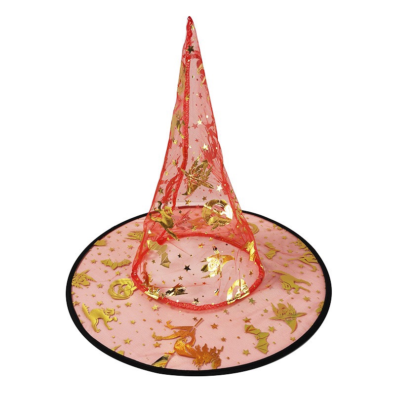 Halloween witch hat, children and adults, masquerade, ball costume, single-layer gilded gauze hat, wizard hat, witch hat undefined