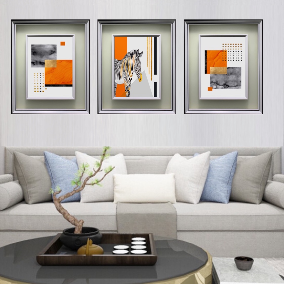 客厅餐厅磨砂质感 高清装饰画 相框现代 儿童房 50*60cm细节图