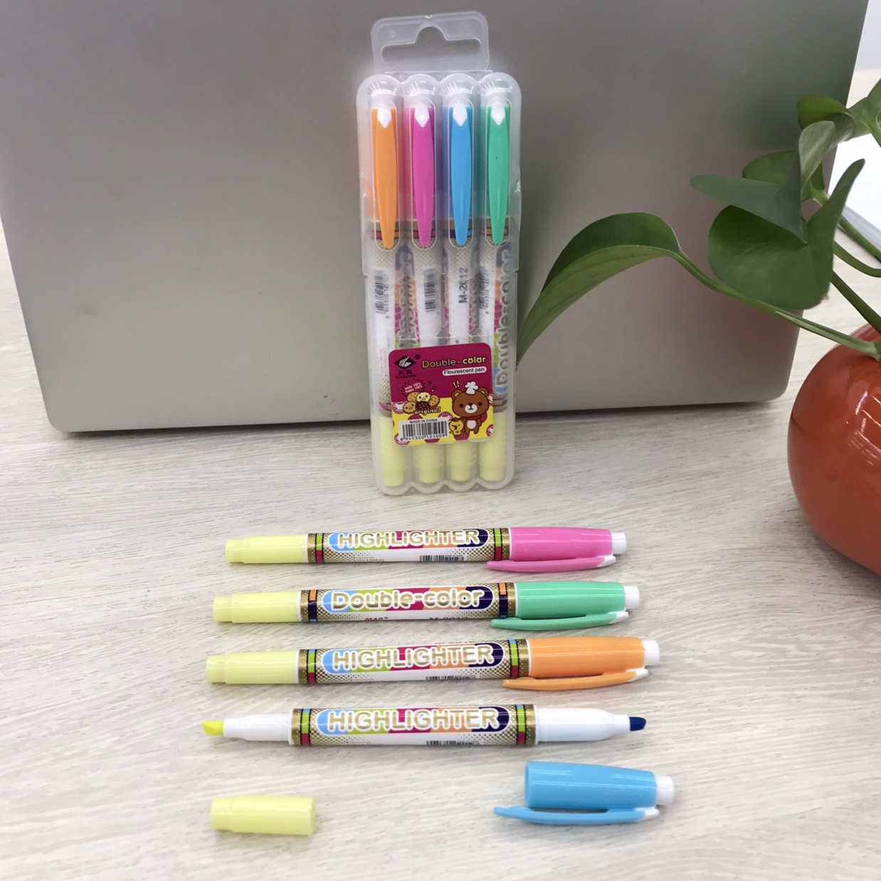 Double head highlighter hard plastic clamshell box packing