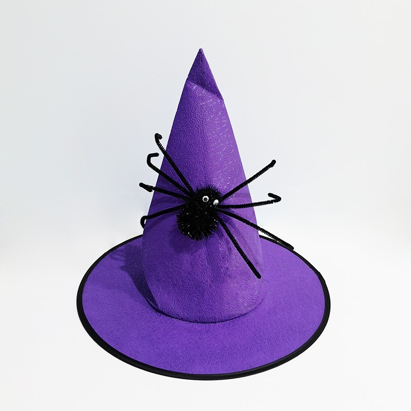 Halloween witch hat patterned non-woven fabric spider witch hat Magician hat Ghost Festival product Specification image
