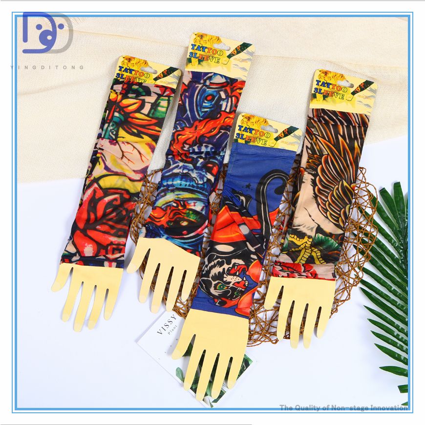 义乌好货 纹身袖套冰爽无缝夏季冰丝防晒花纹臂套开车骑行护臂详情图8