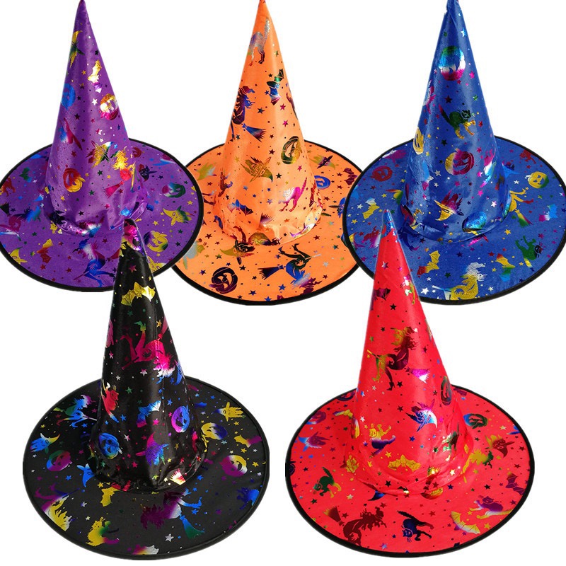 Halloween products: Children's Day Masquerade party, gilded gold witch hat, cosplay performance props, magician hat details Picture