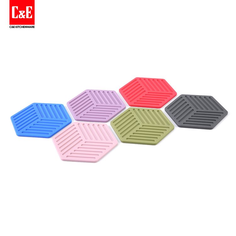 C&E 创艺厨具六色六边形硅胶碗垫锅垫防烫垫隔热垫中号详情图1