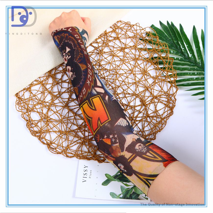 义乌好货 纹身袖套冰爽无缝夏季冰丝防晒花纹臂套开车骑行护臂详情图7