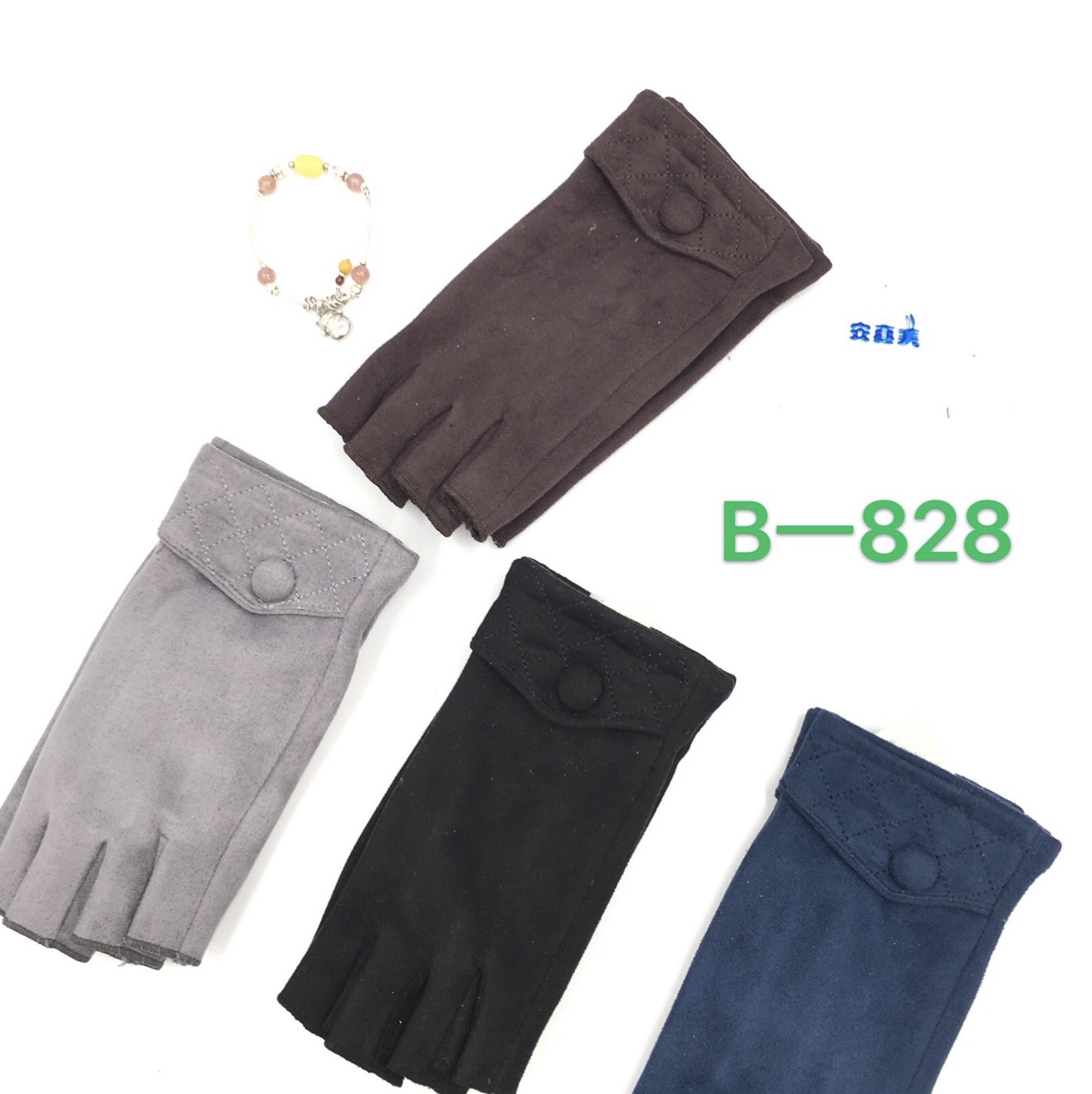 Factory direct sales men 䴟 fleece casual half-finger gloves