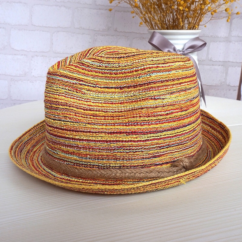 Summer outdoor hat lady sun hat jazz hat leisure sun block straw plaited hat small fresh simple sunshade hat thumbnail
