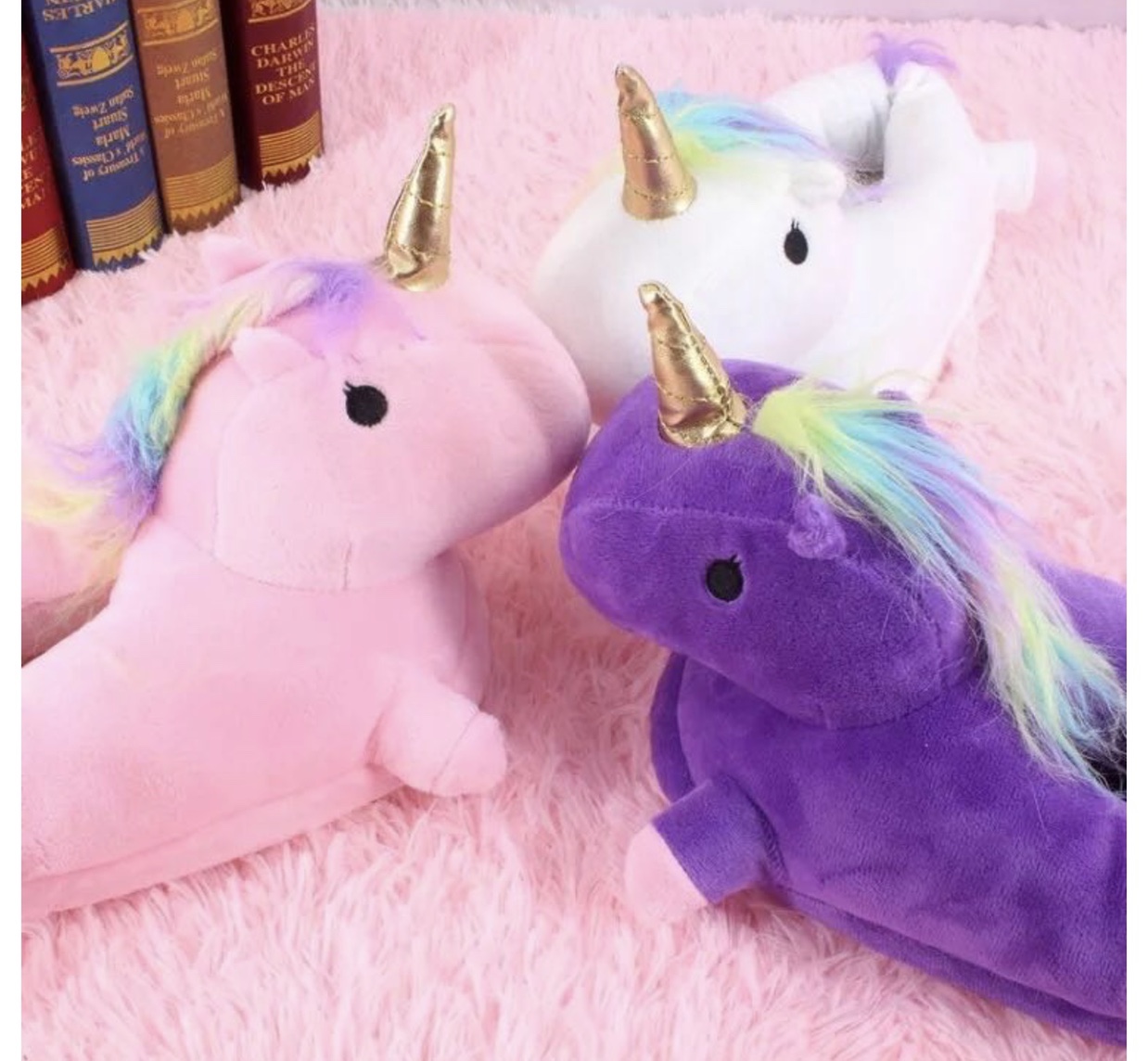 The new unicorn bag and cotton slippers are cute, cartoonish, large-sized, anti-slip, and girlish furry shoes for the bedroom Application Scenario