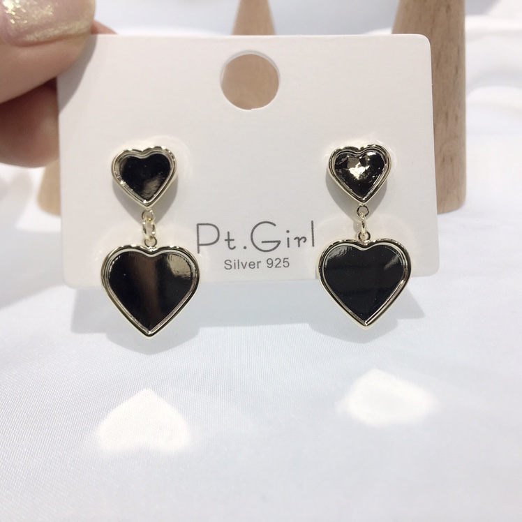 New Mirror earrings with heart from South Korea thumbnail