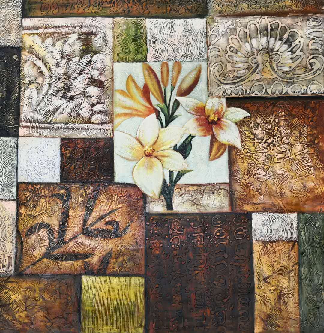 抽象花卉油画画芯餐厅客厅卧室走廊挂