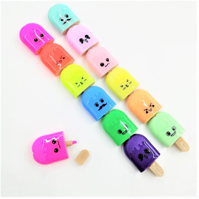 Ice cream lollipop creative highlighter can be printed LOGO cartoon shape candy color student marking pen HM503 thumbnail
