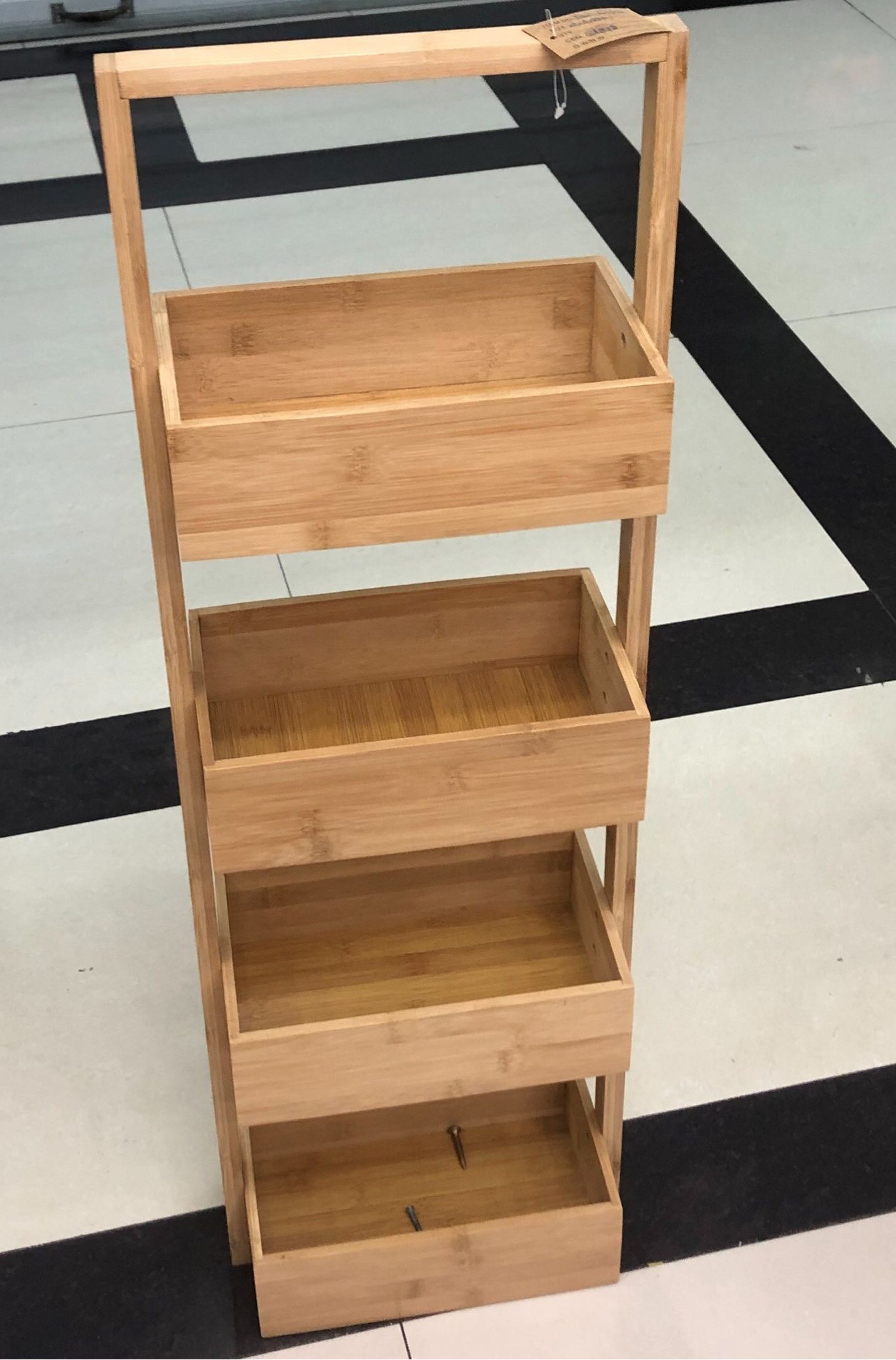 Three-layer storage shelf bamboo handle shelf handle box furniture bedroom kitchen