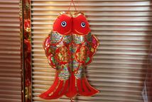 顶然工艺年年有余刺绣对鱼双层亮片七彩绣对鱼年货装饰鱼