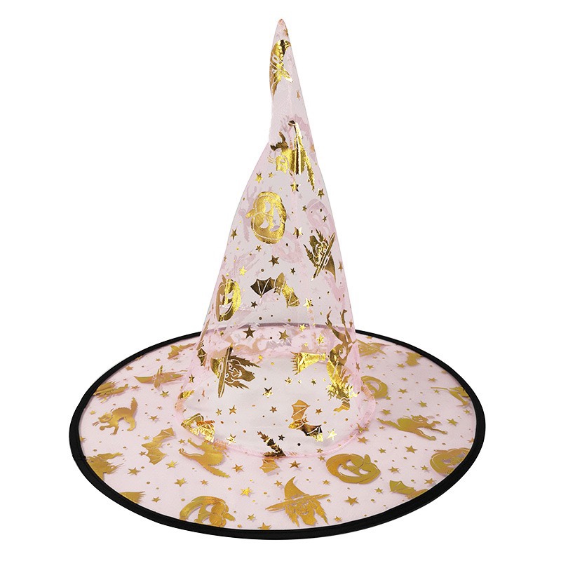 Halloween witch hat, children and adults, masquerade, ball costume, single-layer gilded gauze hat, wizard hat, witch hat Application Scenario