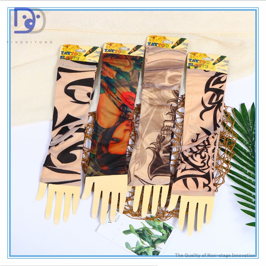 义乌好货 纹身袖套冰爽无缝夏季冰丝防晒花纹臂套开车骑行护臂详情图10