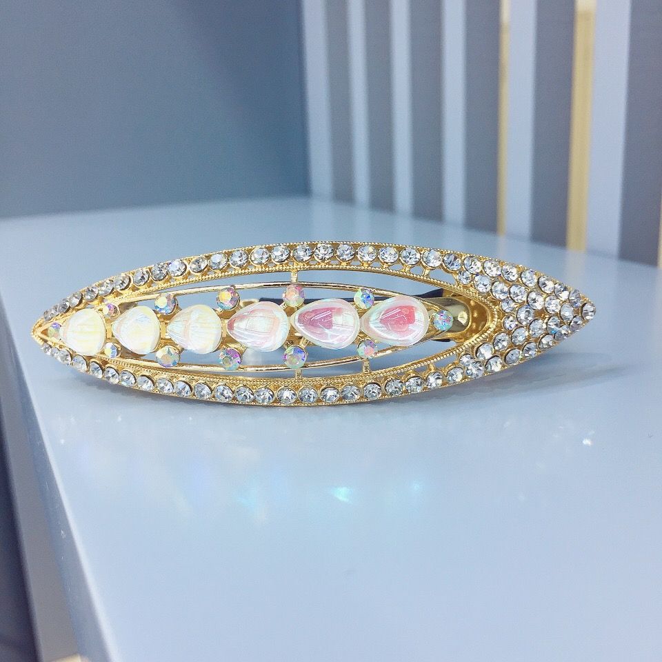 头饰韩国水钻发夹马尾夹水晶韩版横夹几何型夹子成人盘发扎头发饰