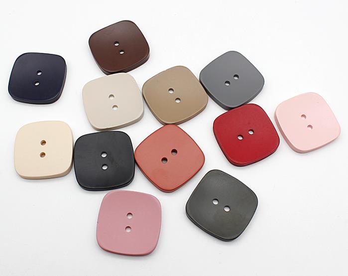 Square buttons color coat buttons two eyes sweater two-face woollen coat buttons windbreaker coat versatile matte buttons