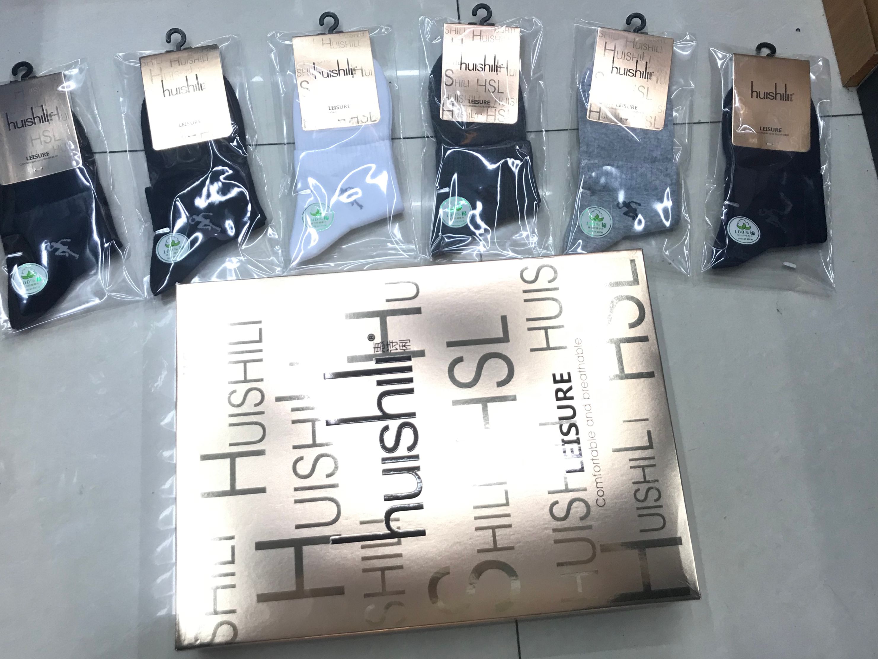 Huishili combed cotton men's Socks 2020 new Autumn and winter thick low-waisted loose-fitting casual sports socks factory direct sales detail image 2