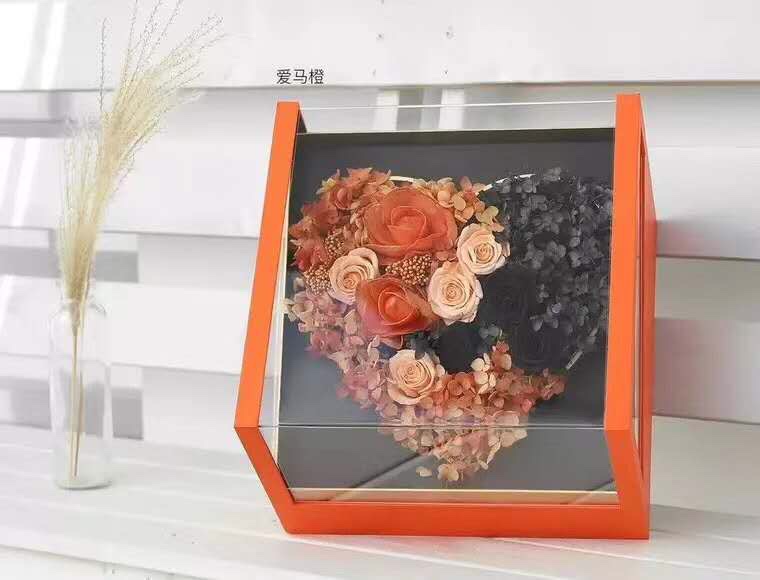 Flower bouquet gift box in orange