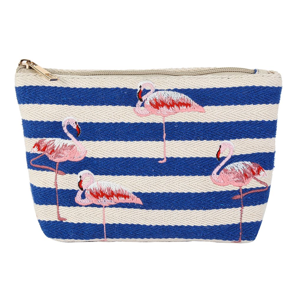 2020新款帆布刺绣火烈鸟4件套化妆包详情图1