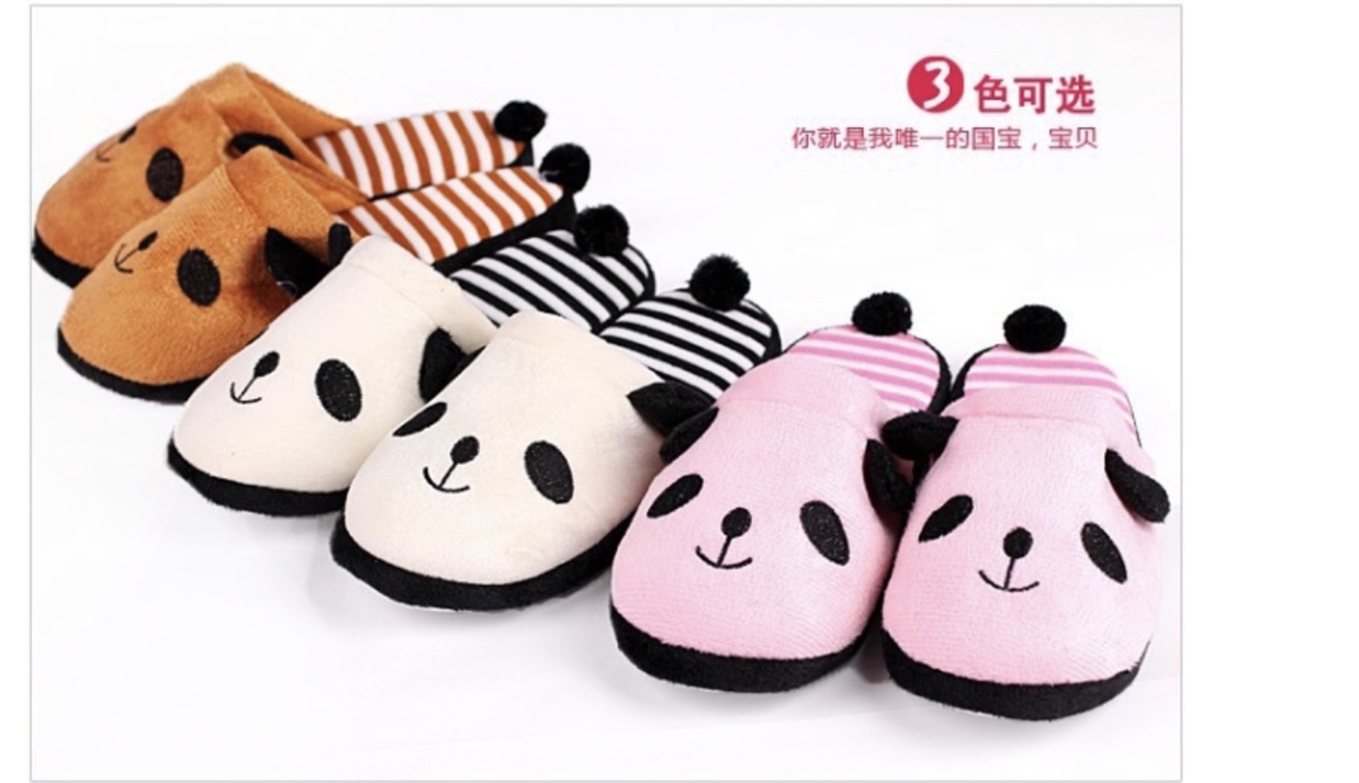 Creative cartoon panda winter women's indoor home soft-soled cotton slippers are anti-slip and silent details Picture